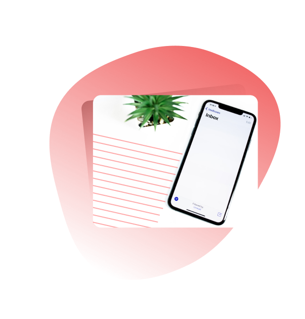 mobile phone with open email